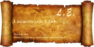 Lazarovics Elek névjegykártya